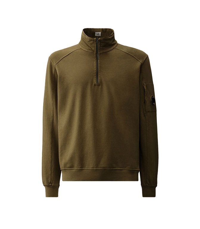 LIGHT FLEECE ZIPPED SWEATSHIRT IVY GREEN C.P. COMPANY